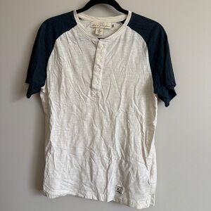 H&M Dark Blue and White Raglan Tee